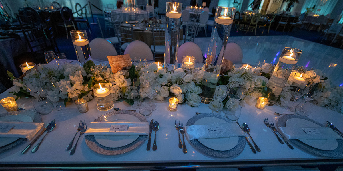 Reception setup with uplighting